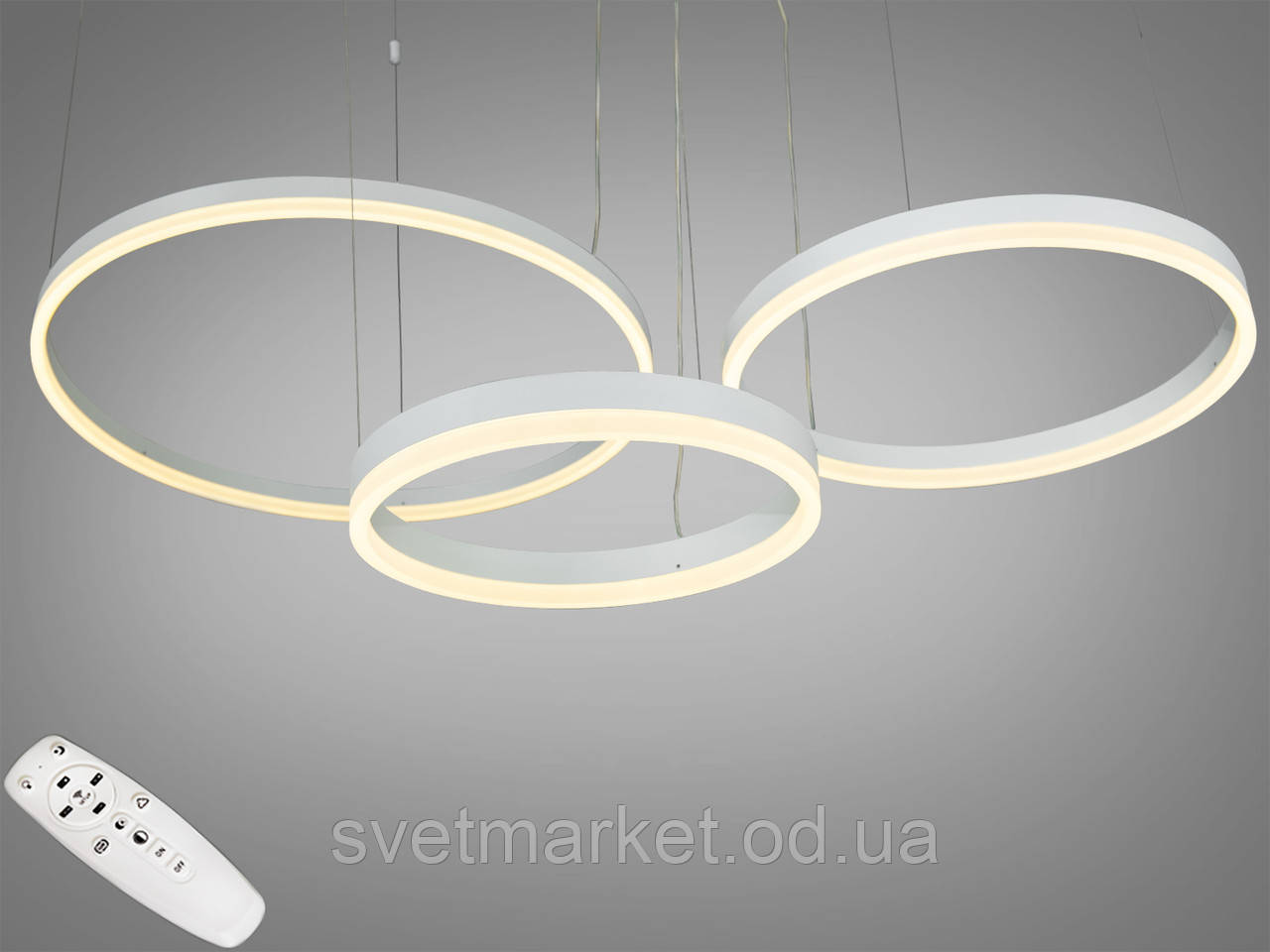Підвісна люстра з кільцями 1029-600+400+300WH, фото 1