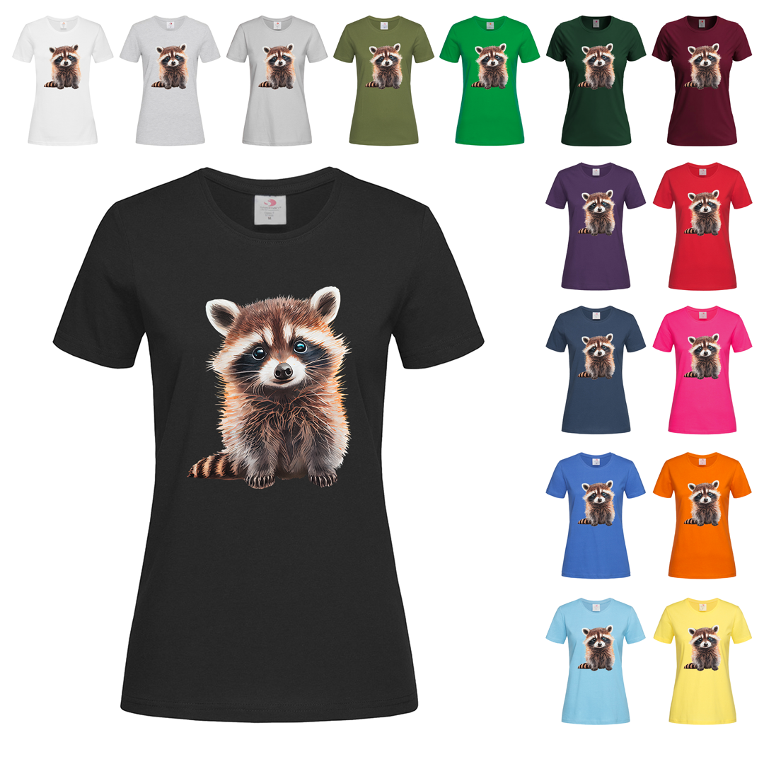 Чорна жіноча футболка З малюнком raccoon (29-5-4)