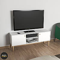 Тумбочка под TV с 2 дверями, комод под телевизор с деревянными ручками и ножками Idomlund TV Белый