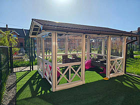 Дерев'яна альтанка 4 на 3 м, розбірна (на 14-16 осіб) "Піон"