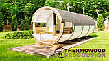Баня Бочка 7,0м з панорамним вікном та терасою з термодерева від виробника Thermowood Production, фото 3