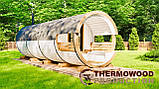 Баня Бочка 7,0м з панорамним вікном та терасою з термодерева від виробника Thermowood Production, фото 5