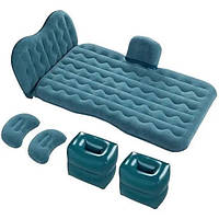 Ліжко-матрац надувне в машину SY10124 135х82х45 см, похідний матрац-ліжко надувний, колір світло-сірий