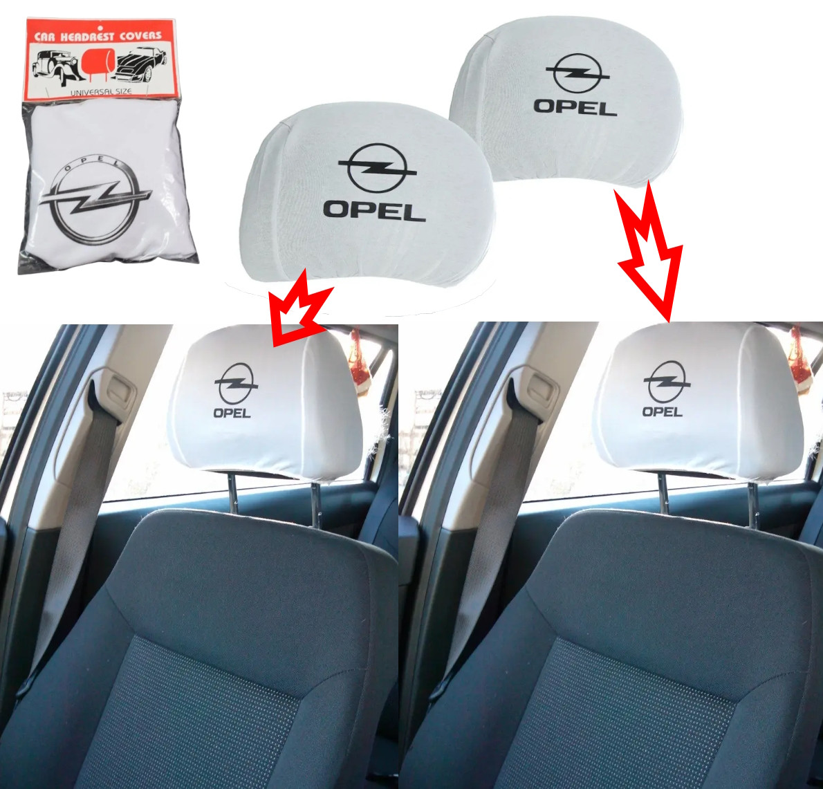 Чохли на підголівники Opel білі пара 2 шт., фото 1