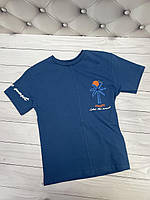Детская футболка на мальчика синяя № 324716 ( 8-12 лет)