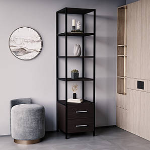 Стелаж для дому в стилі лофт, стелаж з шухлядами лофт, книжковий стелаж лофт для дому N-04 Венге Темний