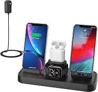 Портативная зарядная станция 4 в 1 Wireless Charger Stand W02 Док-станция беспроводная для Apple