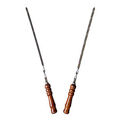 Шампур з нержавіючої сталі. З дерев'яною ручкою