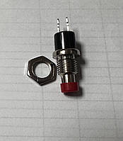Кнопка мала PBS-10B-2 пускова без фіксації OFF-(ON) 2pin, 1А, 250V, червона