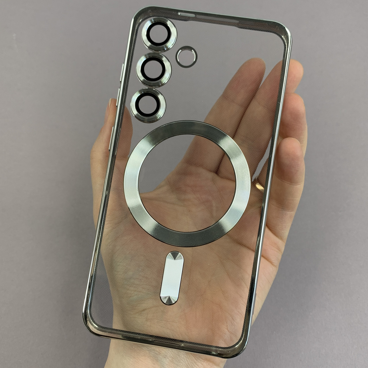 Чохол для Samsung Galaxy S24 прозорий чохол з магсейф на телефон самсунг с24 срібний h3b