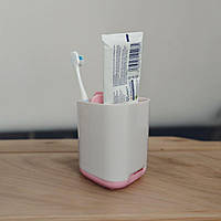 Підставка для зубних щіток Toothbrush Caddy Органайзер для ванної кімнати Стакан для зубних щіток і пасти Рожевий