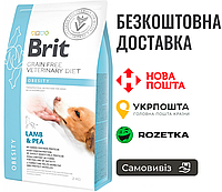 Сухой корм Brit GF VetDiet Dog Obesity для собак, коррекция веса, с ягненком, индейкой и горохом, 2 кг