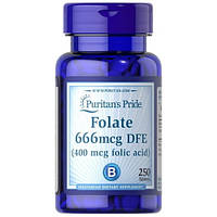 Фолиевая кислота Puritan's Pride Folate 666 mcg DFE (Folic Acid 400 mcg) 250 Tabs DT, код: 7520734