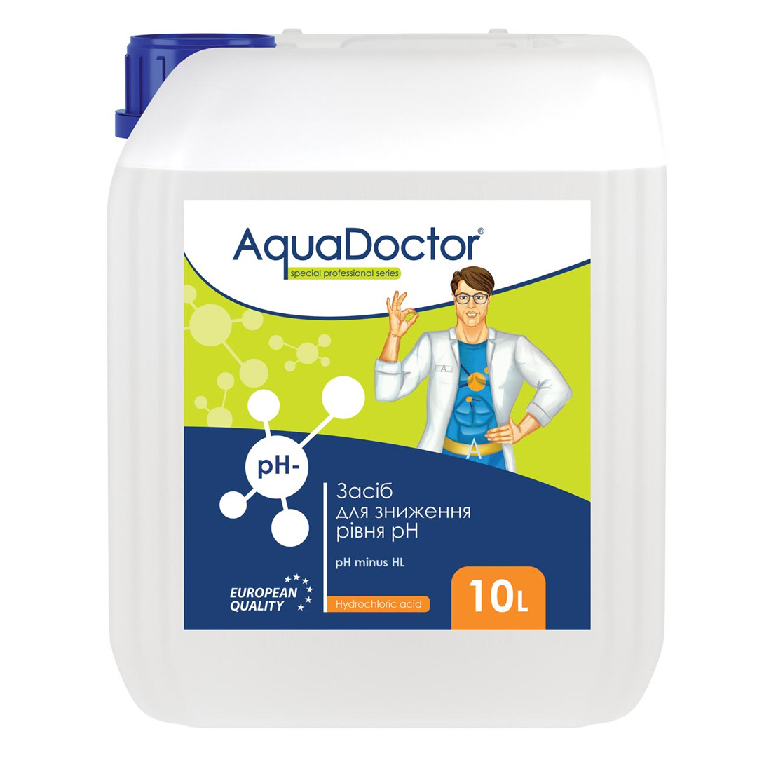 Рідкий засіб для зниження РН HL у басейні Aquadoctor pH Minus HL (Соляна 14%) 10 л