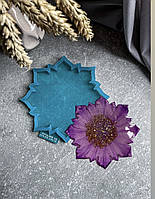Підставка квітка з гострими пелюстками 15 см силіконова форма підсклянник молд для епоксидної смоли