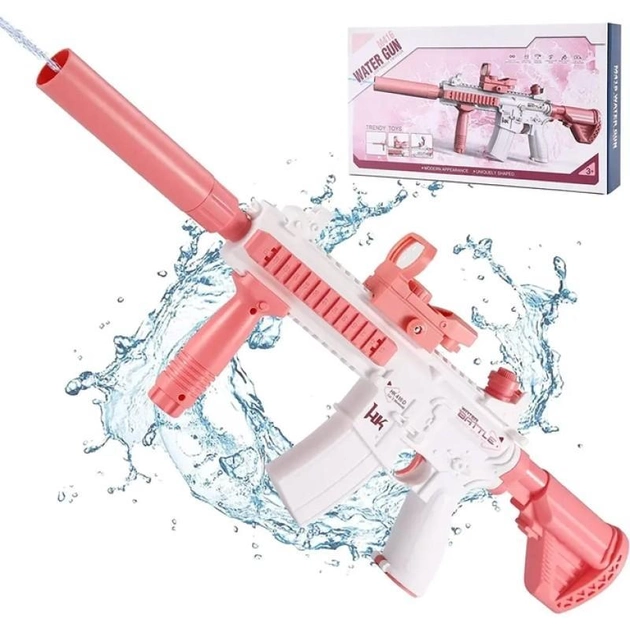 Акумуляторний водяний автомат з прицілом Water Gun M416 Рожевий