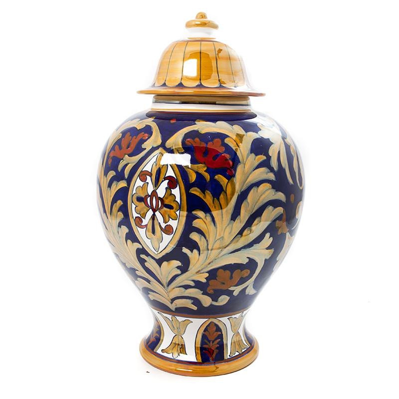 Ваза з кришкою керамічна ручної роботи Lustro Antico L´Antica Deruta, фото 1