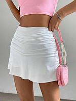 Женская летняя мини-юбка со складками из крепа