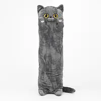 Мягкая плюшевая игрушка кот батон серый 50 см , игрушка для сна и объятий кот для детей