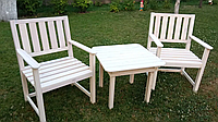 Комплект садових меблів з натурального дерева - стіл + 2 крісла. Меблі для саду, кафе, тур баз. ПІД КЛЮЧ ! ОПТ !