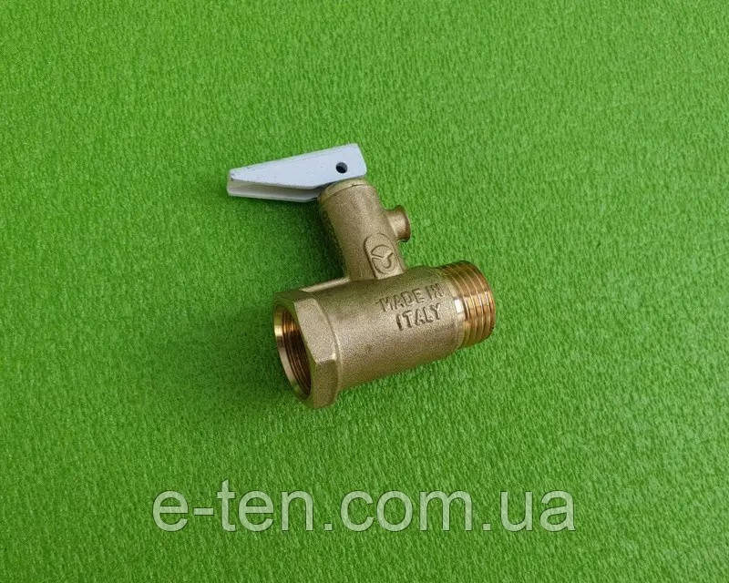 Клапан запобіжний захисний 8 BAR (латунний) / L=48мм / ОРИГІНАЛ різьба 1/2" (з прапорцем-ричагом) до бойлерів