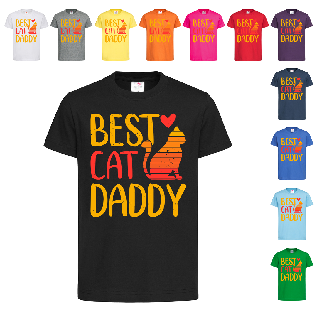 Чорна дитяча футболка Best cat daddy (29-6-20)