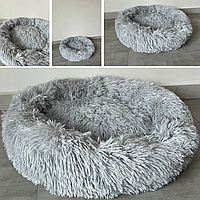 Лежанка для собак Purlov 60 см - сіра, М'яка подушка для тварин, Ліжко для тварин