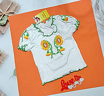 Вишиванка біла з коротким рукавом 1.5 роки 86-92 розмір