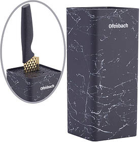 Підставка-колода Ofenbach Black Marble для кухонних ножів і ножиць 9х9х22 см
