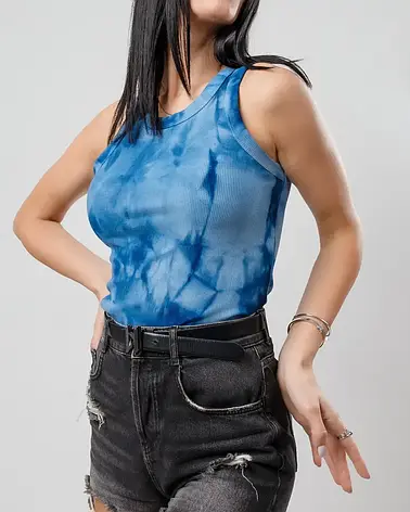 Молодіжна жіноча майка тай-дай у рубчик, фото 1