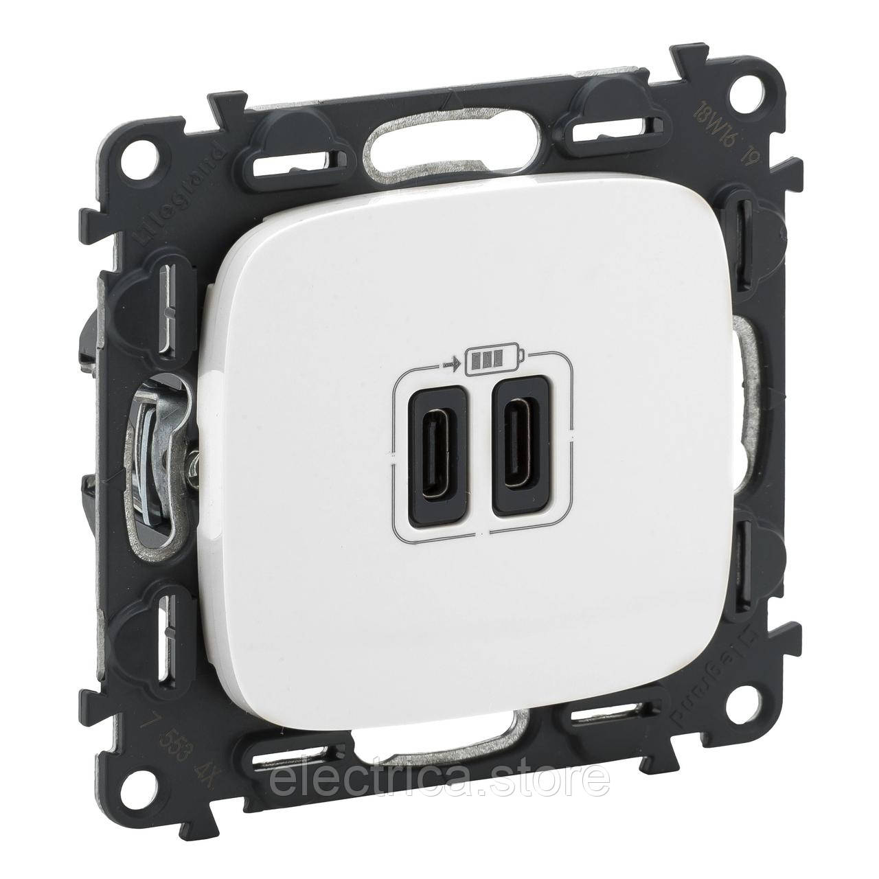 Розетка 2хUSB тип C + С Valena ALLURE білий 755345, фото 1