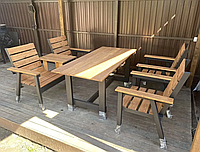 Терасні меблі з дерева. Набір меблів: стіл, лавка, 2 крісла. Меблі у сучасному стилі ПІД КЛЮЧ!