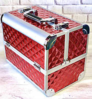 Б'юті алюмінієвий кейс валізу з ключем корал куби об'ємні ромби