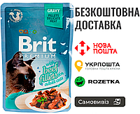 Влажный корм Brit Premium Cat Pouch для кошек, филе говядины в соусе, 85 г