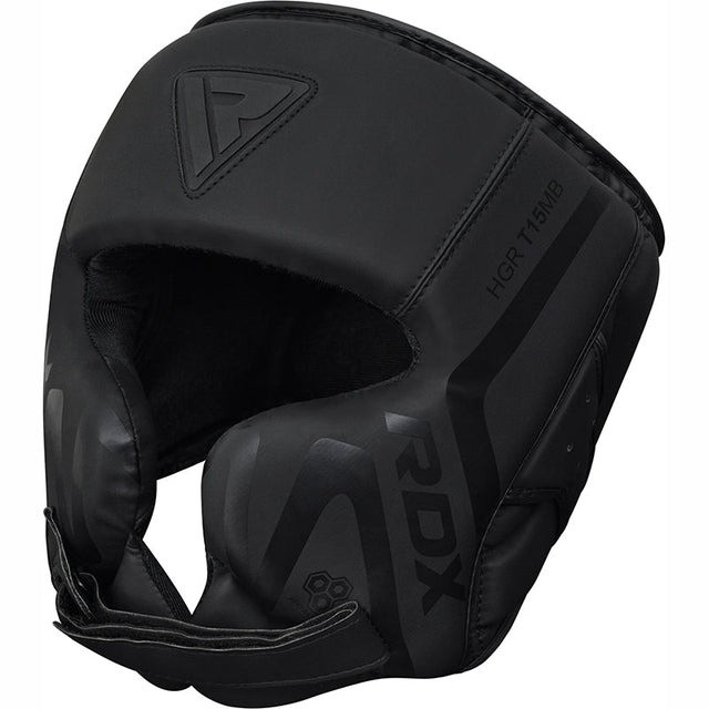 Боксерський шолом RDX T15 Noir Cheek Protector Matte Black L, фото 1
