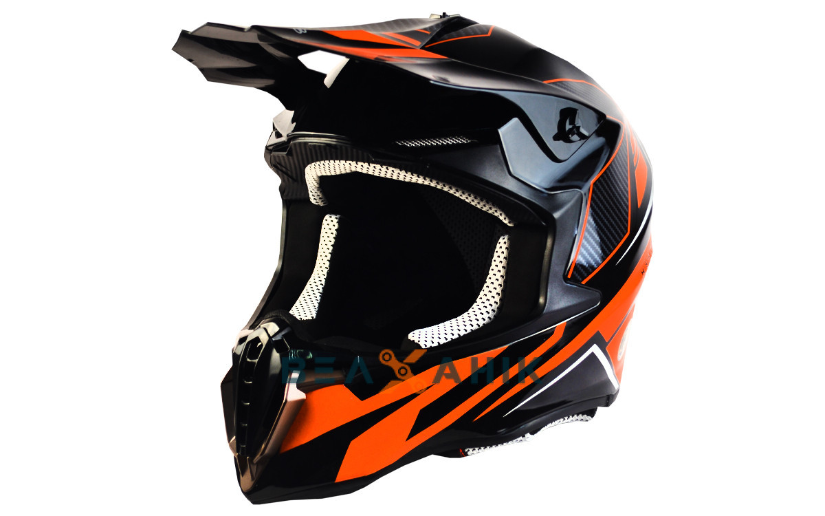 Шлем (кроссовый) ExDrive EX-806 Dazing оранжево-черный глянец [M] - фото 1 - id-p1933034344