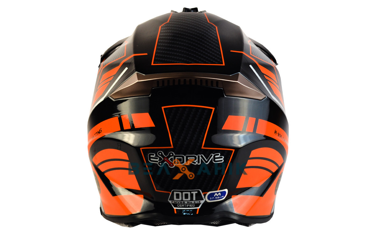 Шлем (кроссовый) ExDrive EX-806 Dazing оранжево-черный глянец [M] - фото 2 - id-p1933034344