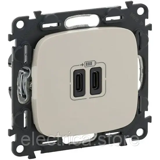 Розетка 2хUSB тип C + С Valena ALLURE слонова кістка 755346, фото 1