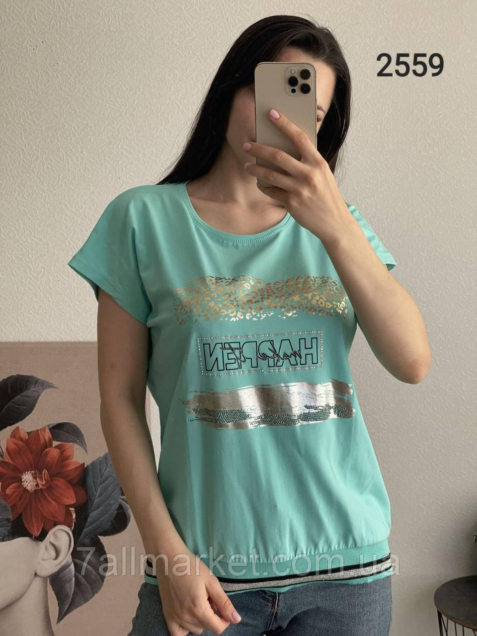 Футболка жіноча, стильна/напівбатал розміри 48-54 (8 кв) "LEDI" недорого від прямого постачальника