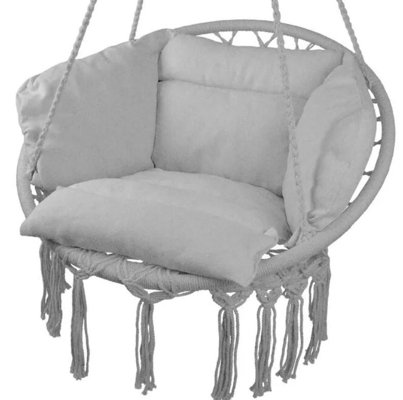 Підвісне крісло-гамак сидячий (бразильський) з подушками 150 кг Maltec сіре Одномісні підвісні гойдалки, фото 1