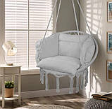 Підвісне крісло-гамак сидячий (бразильський) з подушками 150 кг Maltec сіре Одномісні підвісні гойдалки, фото 3