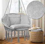 Підвісне крісло-гамак сидячий (бразильський) з подушками 150 кг Maltec сіре Одномісні підвісні гойдалки, фото 4