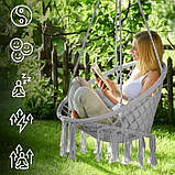 Підвісне крісло-гамак сидячий (бразильський) з подушками 150 кг Maltec сіре Одномісні підвісні гойдалки, фото 9