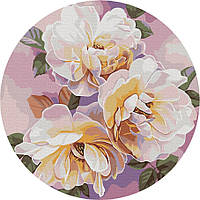Картина по Номерам SH00076M Белые Розы 30 см (Круглый Подрамник)
