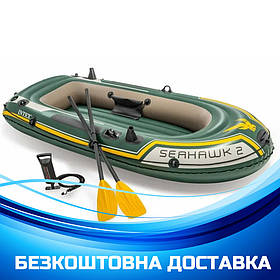 Intex Човен надувний двомісний 68347 Seahawk 2 Set, (весла, насос)
