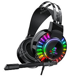 Навушники ігрові провідні з мікрофоном та RGB підсвіткою JEQANG-730 Чорний