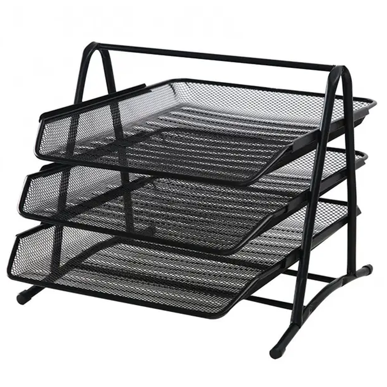 Підставка лоток для інструментів на 3 полиці металева чорна сітка