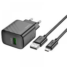 SM  SM Сетевое Зарядное Устройство Hoco CS21A 1USB QC 18W+USB to Micro Цвет Черный, фото 2