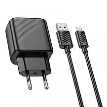 SM  SM Сетевое Зарядное Устройство Hoco CS21A 1USB QC 18W+USB to Micro Цвет Черный, фото 3