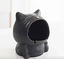 Попільничка-органайзер, ключниця, сидячий чорний кіт